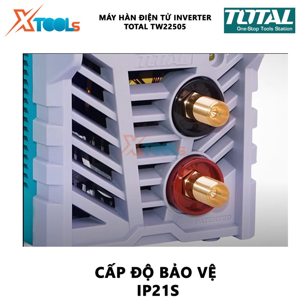 Máy hàn điện tử TOTAL TW22505 Máy hàn điện tử Inverter MMA Nguồn vào 13 kVA Dòng điện 20-250A Điện cực hàn Ø1.6-5.0mm