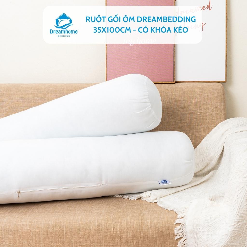 Ruột gối ôm ép hơi cao cấp Dreambedding 35x100 cm có khóa kéo bông gòn nặng 1.4kg căng đẹp