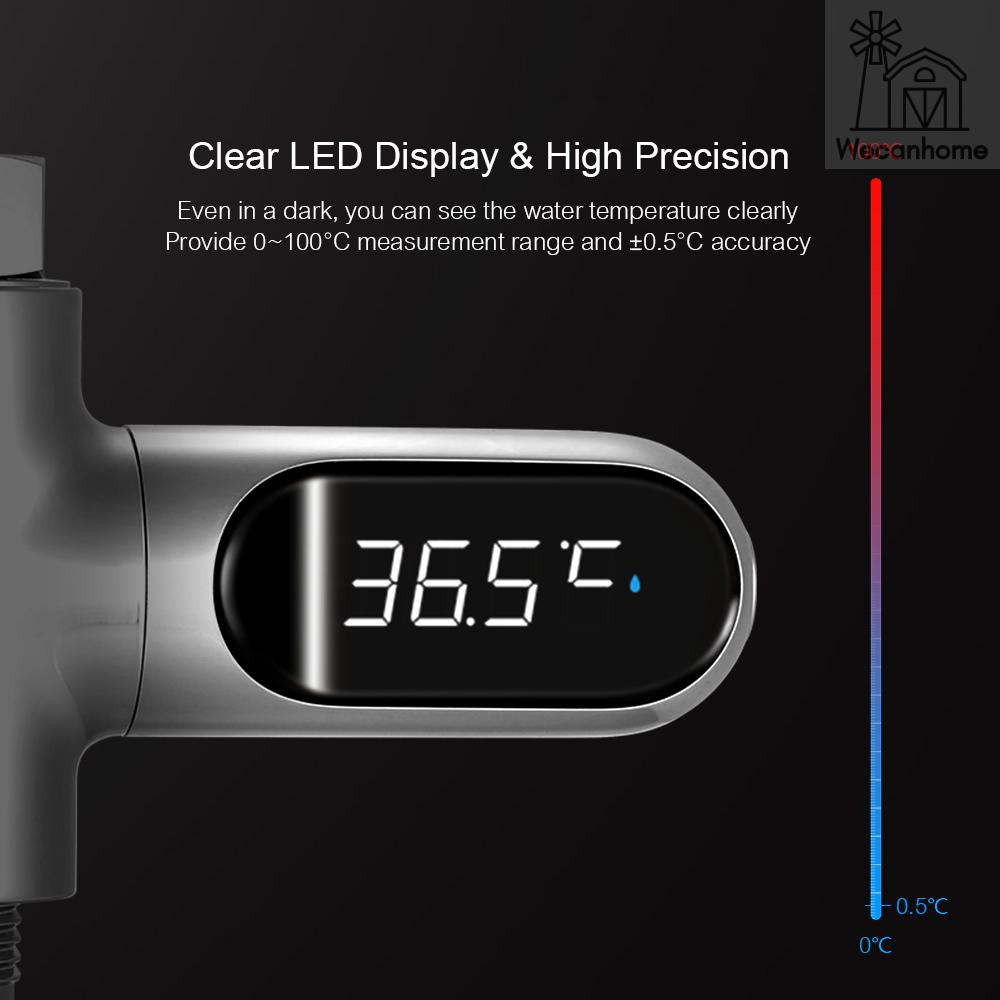 LED Digital Shower Temperature Display 0~100℃ Baby Bath Water Thermometer Celsius/ Fahrenheit Display 360° Rotating Screen for Home Kitchen Bathroom