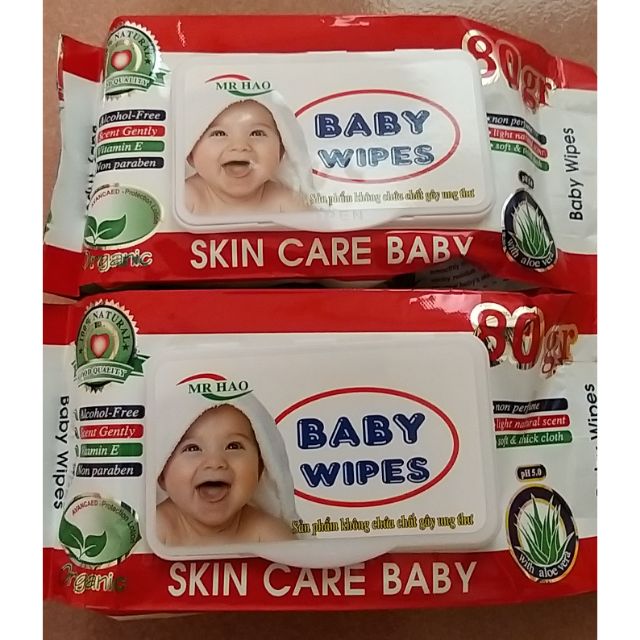 Khăn ướt baby wipes loại 80gr tiện dụng.