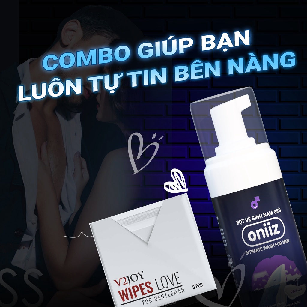 Combo Bọt vệ sinh nam giới Oniiz, Khăn lau nam giới V2joy