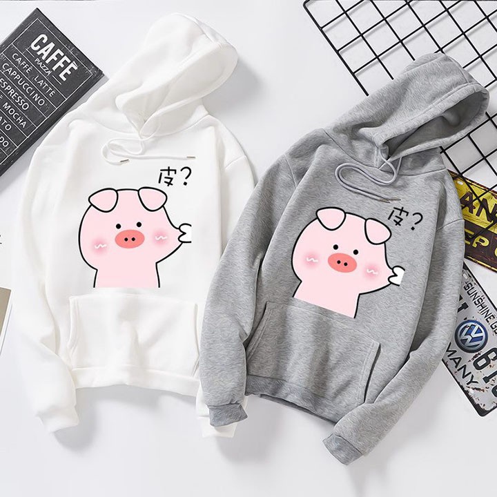 Áo hoodie nữ, áo in hình lợn béo dễ thương cute (freesize)