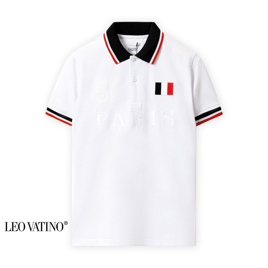 Áo thun Polo nam Galvin cổ bẻ thêu cờ Pháp tay ngắn lỡ PLGV56T - Leo Vatino