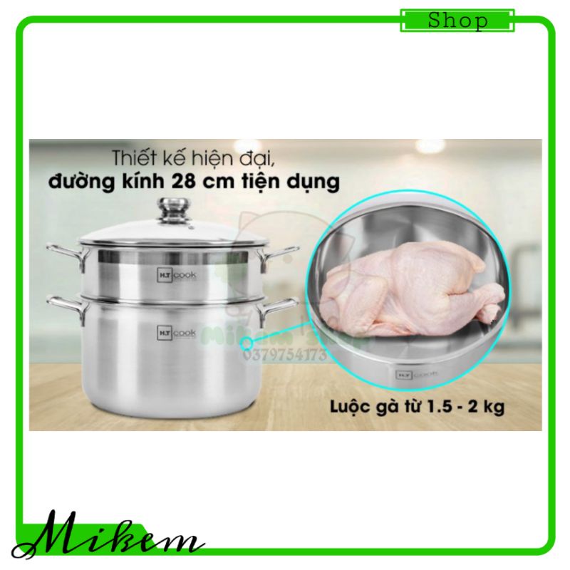 [HCM] [Hàng Cao Cấp] Xửng Hấp HT Cook 28cm Nắp Kính - Cực Kỳ Cao Cấp - Hàng Chính Hãng Chất Lượng Tuyệt Đối