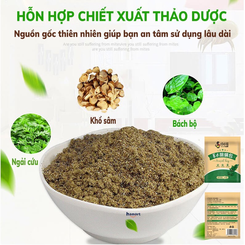 Gói 2 Túi Thảo Dược Đuổi Côn Trùng, Bọ Rệp - Lót  Dưới Gối Đệm Diệt Mạt - Gói Thơm Chống Ngứa Giúp Bạn Ngủ Ngon