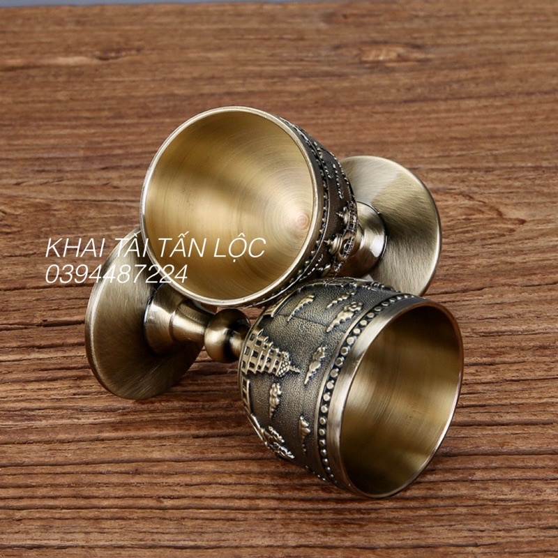 Ly rượu kiểu cổ phong cách Châu Âu bằng đồng