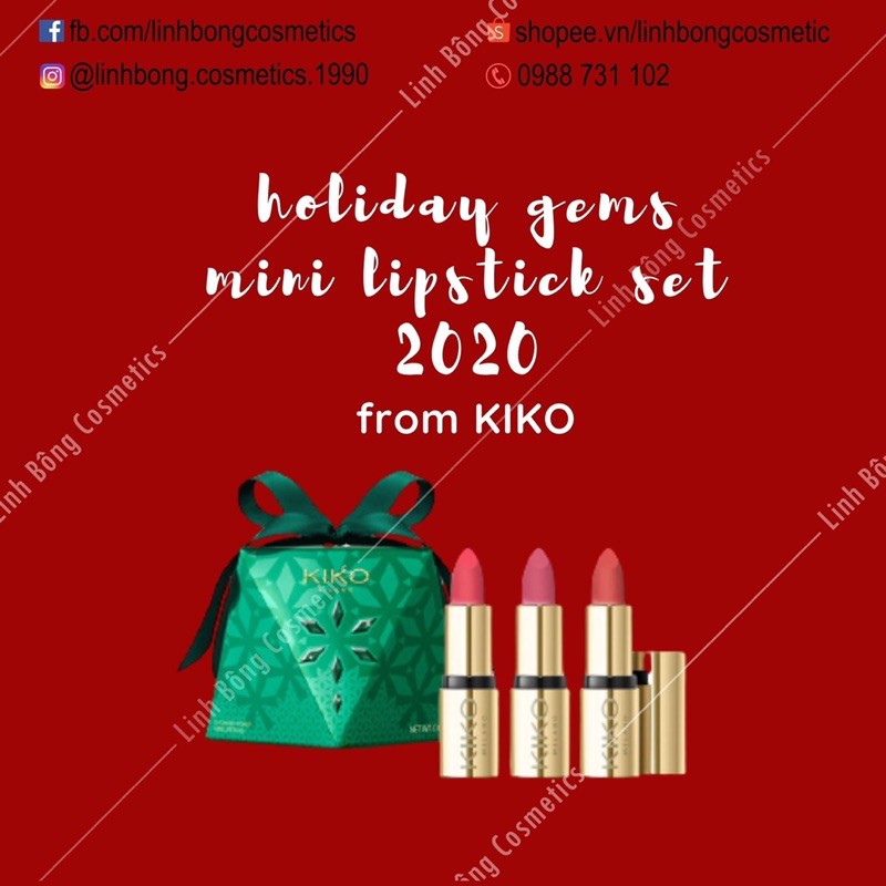 SET 3 THỎI SON KIKO MINI 𝑯𝒐𝒍𝒊𝒅𝒂𝒚 𝑮𝒆𝒎𝒔 𝑴𝒊𝒏𝒊 𝑳𝒊𝒑𝒔𝒕𝒊𝒄𝒌𝒔