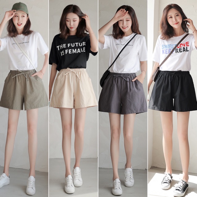 Quần short đũi nữ ống rộng MINHU CLOTHES, quần đùi sooc nữ chất đũi cá tính siêu đẹp | BigBuy360 - bigbuy360.vn