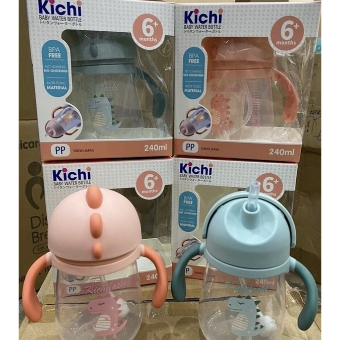 Bình nước / Bình tập uống nước PP 240ml chống sặc, chống đổ hình Khủng Long Kichilachi Kichi