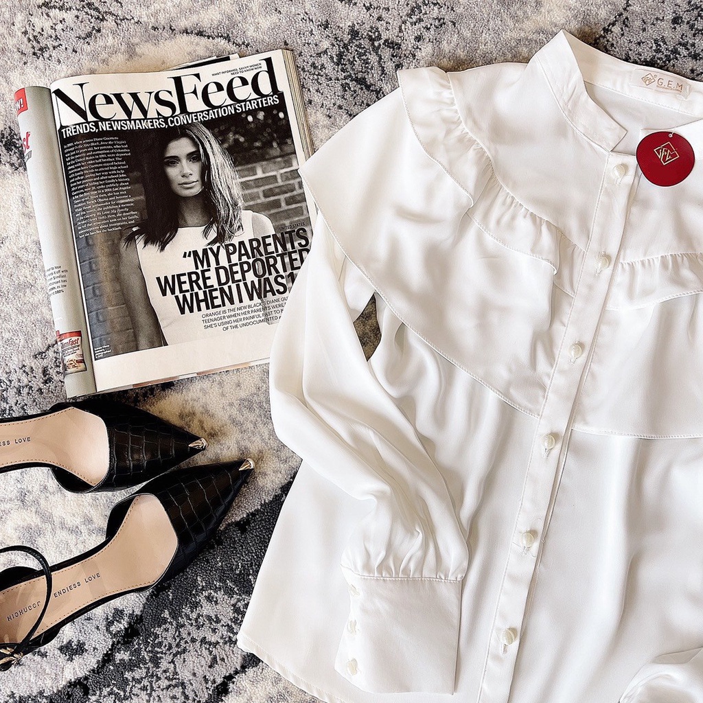 Áo kiểu nữ đẹp bánh bèo tiểu thư chất lụa mát đẹp phong cách Hàn Quốc mặc rất tôn dáng, dễ phối đồ, áo nữ đẹp cho chị em | BigBuy360 - bigbuy360.vn