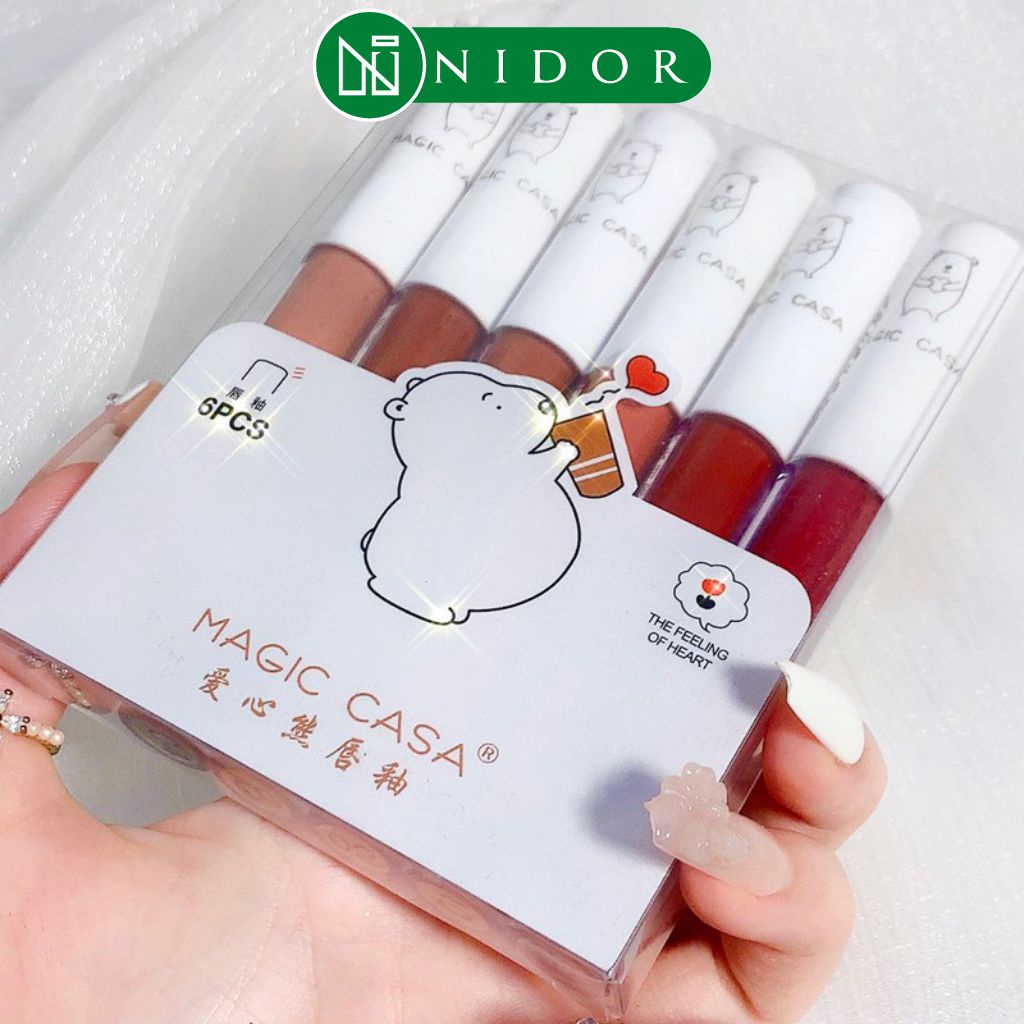 Set 6 Son Kem Lì Gấu Trắng MAGIC CASA - Nội Địa Trung