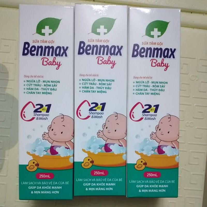 Sữa tắm gội Benmax Baby cho bé, chai vòi 250ml