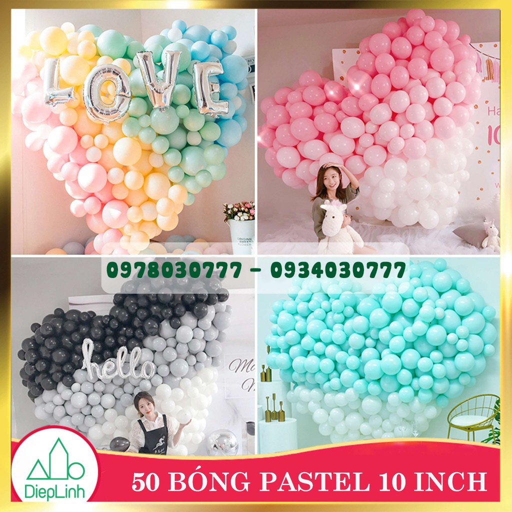 50 bóng pastel / macaron 10&quot; trang trí sinh nhật cực rẻ