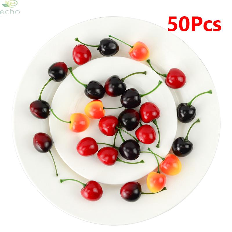Set 50 quả cherry giả bằng nhựa bền làm đạo cụ chụp ảnh/trang trí sinh động