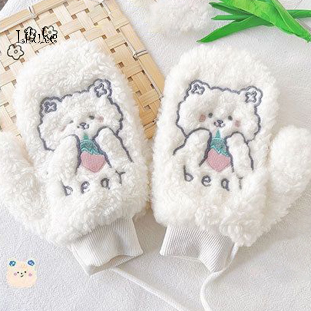 1 Đôi Găng Tay Thu Đông Ấm Áp Họa Tiết Hoạt Hình Xinh Xắn