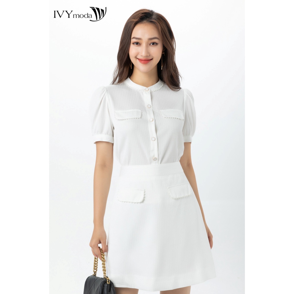 Bộ lụa dập áo kèm chân váy nữ IVY moda MS 16B9239