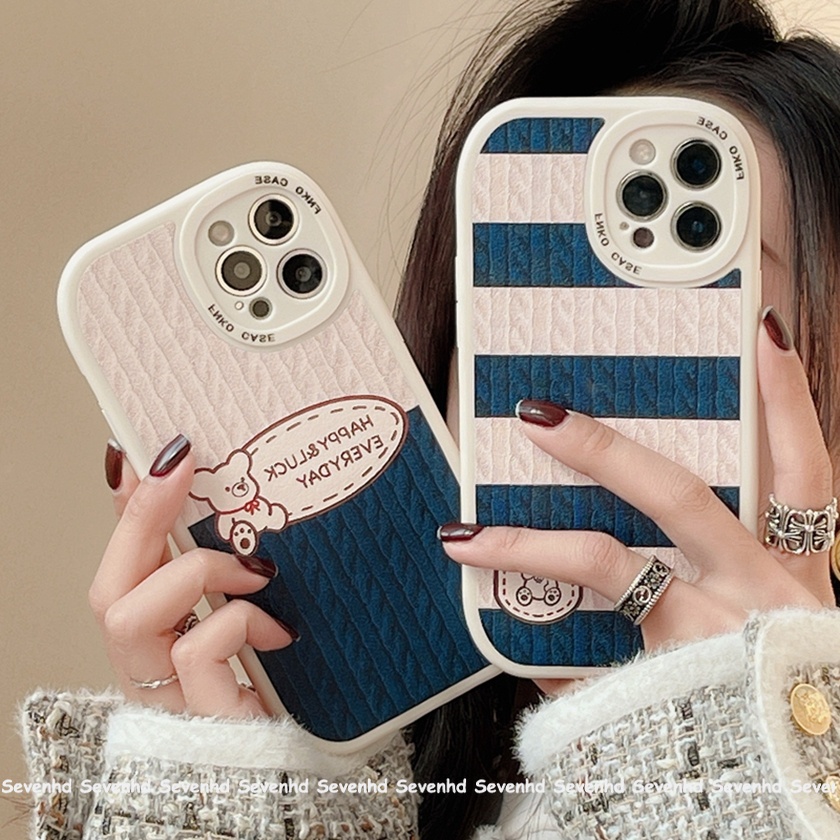 Ốp Điện Thoại Họa Tiết Kẻ Sọc Xanh Trắng Thời Trang Cao Cấp Cho iPhone 13 12 11 Pro Max SE2020 X XR Xs Max 7 8 Plus