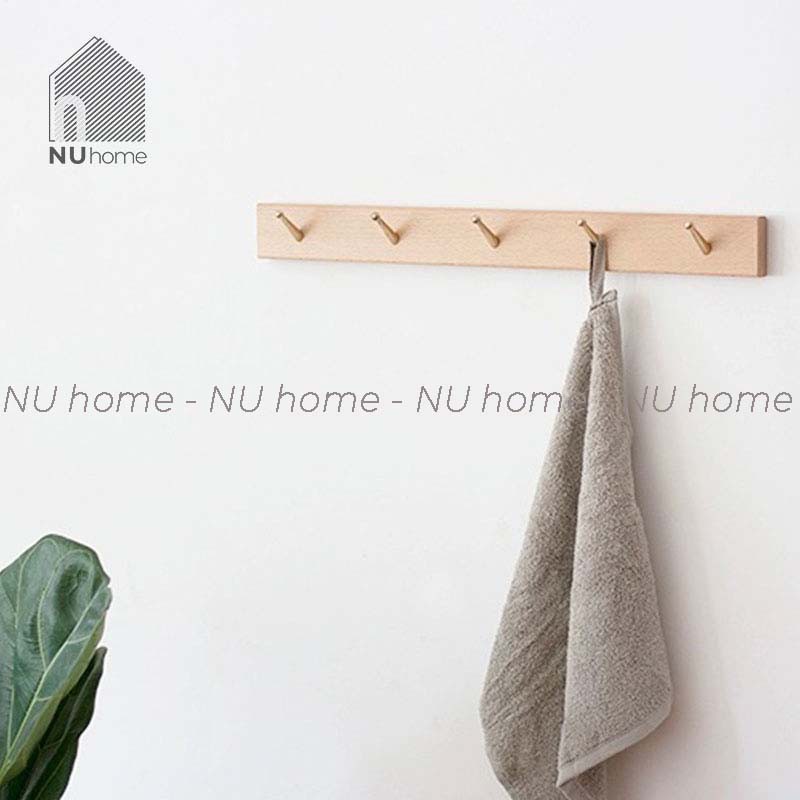 nuhome.vn | Móc gỗ treo quần áo mũ nón phần móc mạ crom sang trọng cao cấp chuẩn phong cách Hàn Quốc