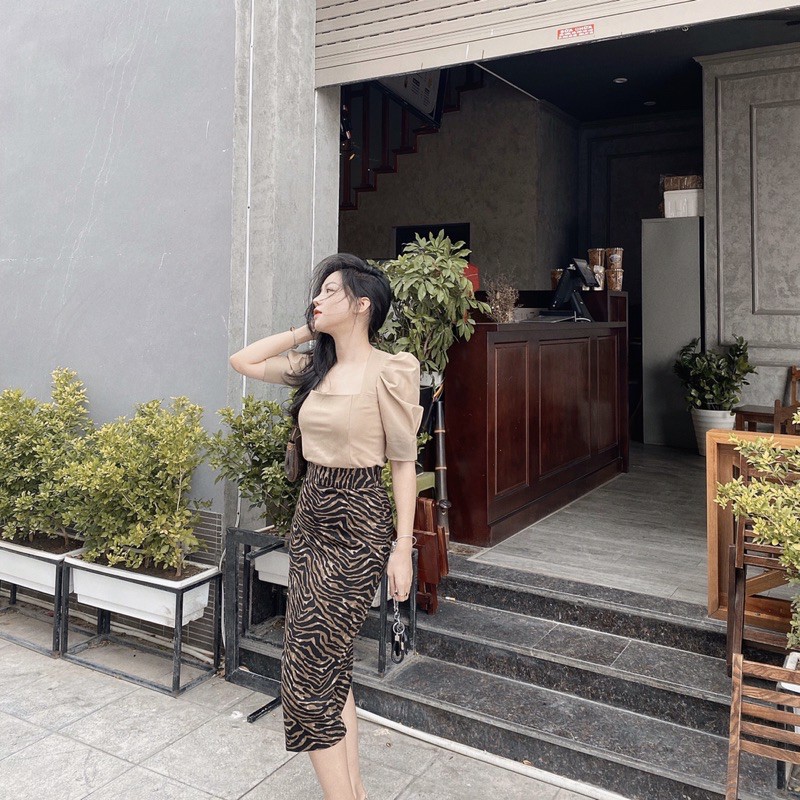 ( Ảnh thật ) CV1111 Chân váy vằn xẻ sau | BigBuy360 - bigbuy360.vn