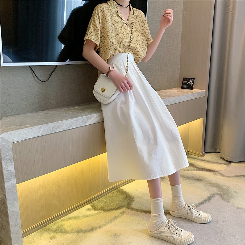 [Mã FADIRECT20 giảm 20K đơn 150K] Chân Váy Midi Chữ A Lưng Thun Cao Màu Trơn Hợp Thời Trang | BigBuy360 - bigbuy360.vn