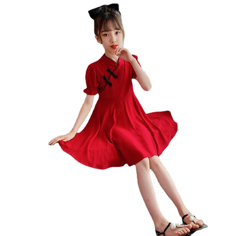 Đầm sườn xám mỏng phong cách Trung Hoa cho bé gái