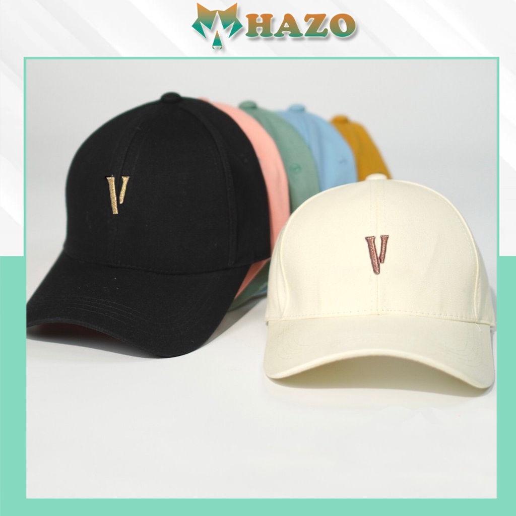 Mũ Lưỡi Trai Nón Kết Nhung Kaki Cao Cấp Thêu Chữ V 413 Phong Cách Ulzzang Form Unisex Nam Nữ - Hazo