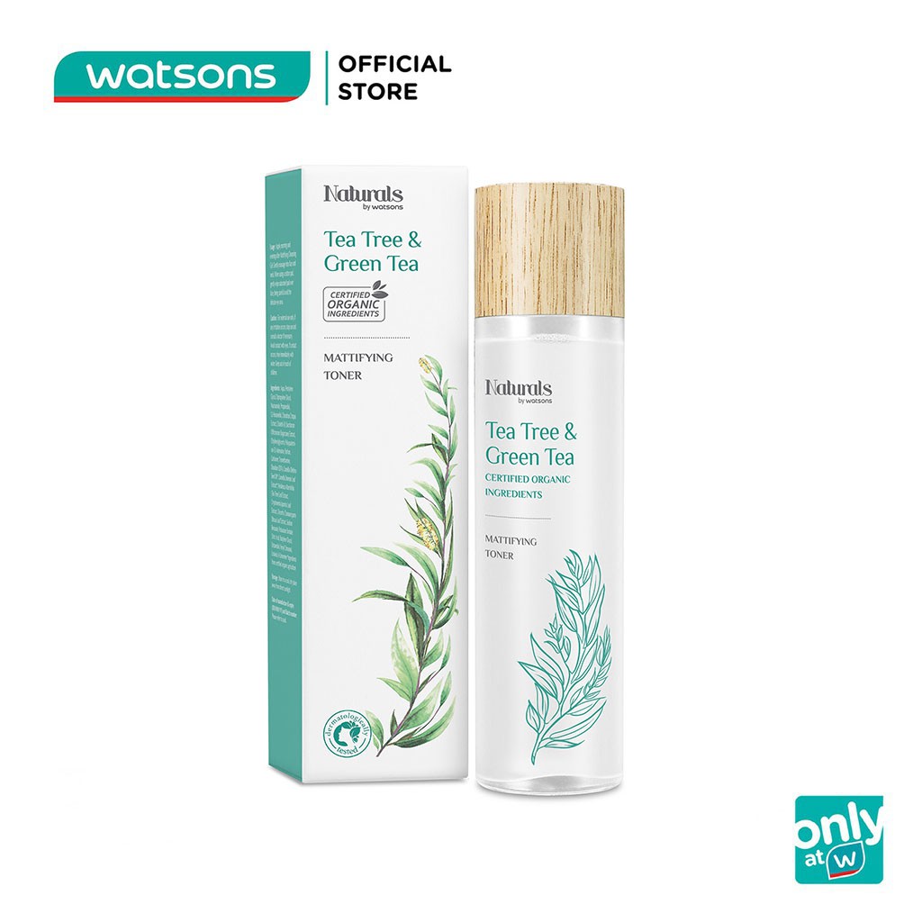 Nước Hoa Hồng Naturals By Watsons Tea Tree&amp;Green Tea Mattifying Toner Loại Bỏ Dầu Thừa Trên Da 150ml