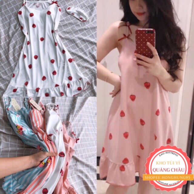 Váy Nữ FREESHIP Đầm Ngủ Sexy Có Đệm Ngực- Váy 2 Dây Hàng Quảng Châu Hot Hit 2021