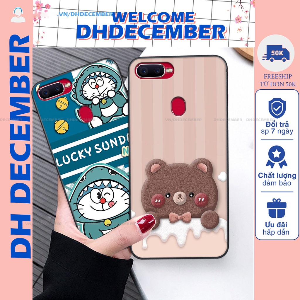 Ốp lưng Oppo A5S / A7 / F9 / A12 in hình gấu K@ws, gấu nâu, dor@emon RẺ- ĐẸP- BỀN