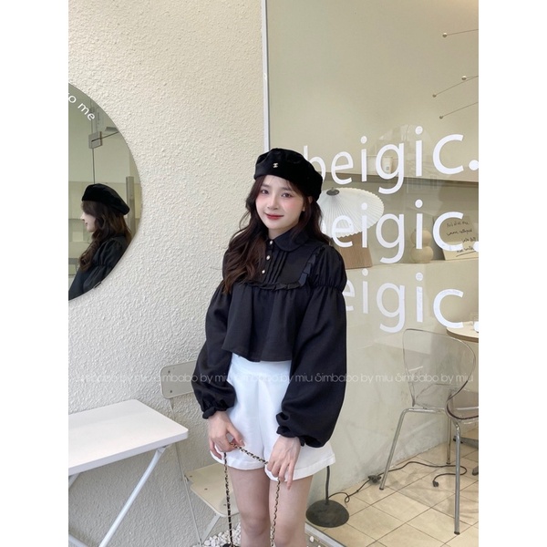 Áo babydoll croptop tay bồng cao cấp Simbabo