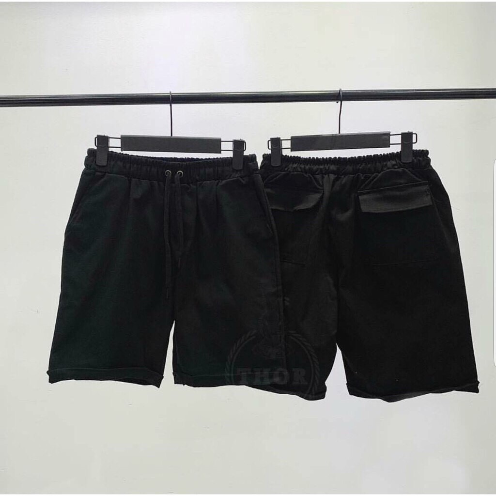 Quần short kaki pants unisex màu đen kem trơn ống suôn đùi Hàn Quốc 2020