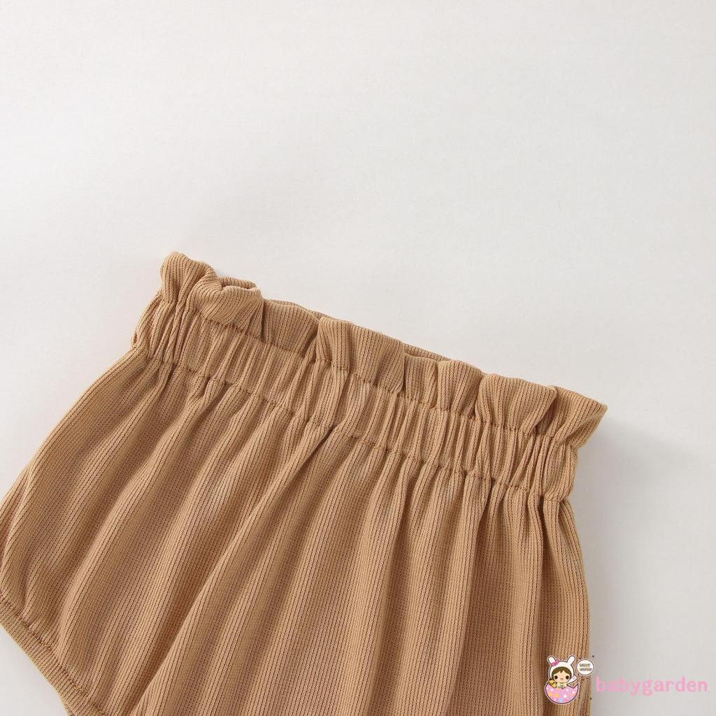 BABYGARDEN-0-18months Baby Girl´s Set, Solid Color Short Sleeve Ruffle Romper + Elastic Waist Shorts + Headwrap