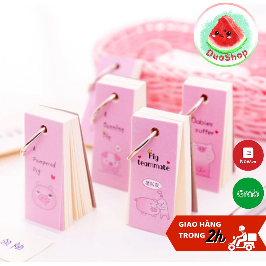 Flashcard Học Từ Vựng Ngoại Ngữ Heo Hồng Đáng Yêu - Thẻ Từ Vựng Học Tiếng Anh/ Trung/ Hàn/ Nhật Duashop