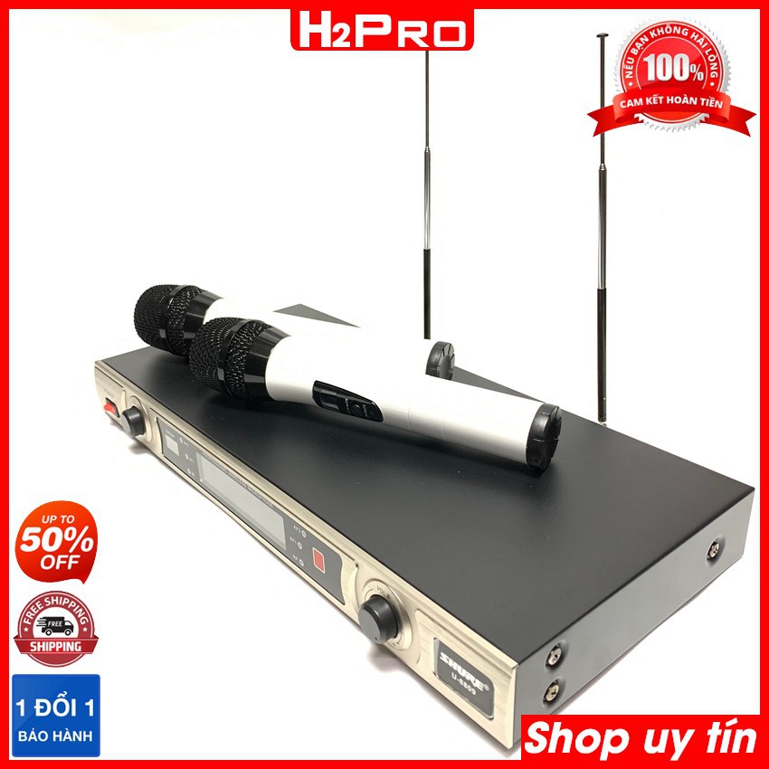 Bộ 2 Micro karaoke không dây Shure U-8809, Micro karaoke không dây cao cấp tặng 2 chống lăn mic và 2 cặp pin giá 39K