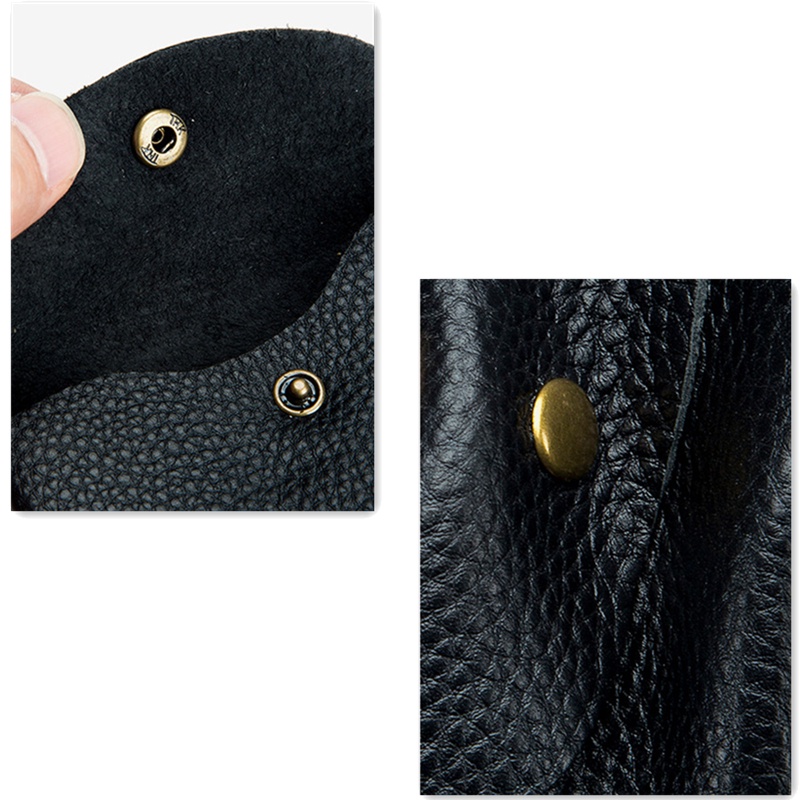 Ví da bò mini nhỏ gọn màu trơn đa dụng