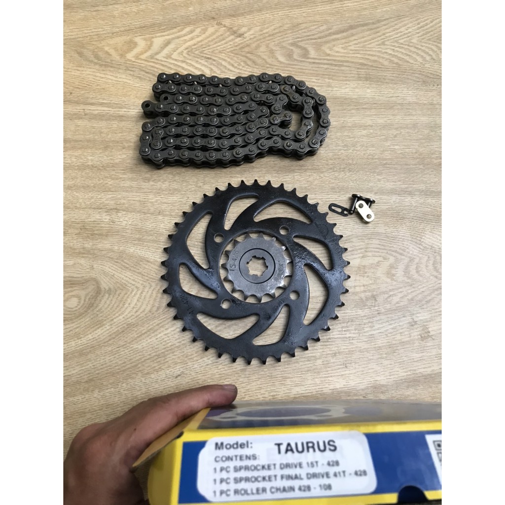 BỘ NHÔNG SÊN DĨA YAMAHA TAURUS SIRIUS FI 41T/15T/428-108L RÁP LÊN ZIN THEO XE KHÔNG CHẾ CHÁO