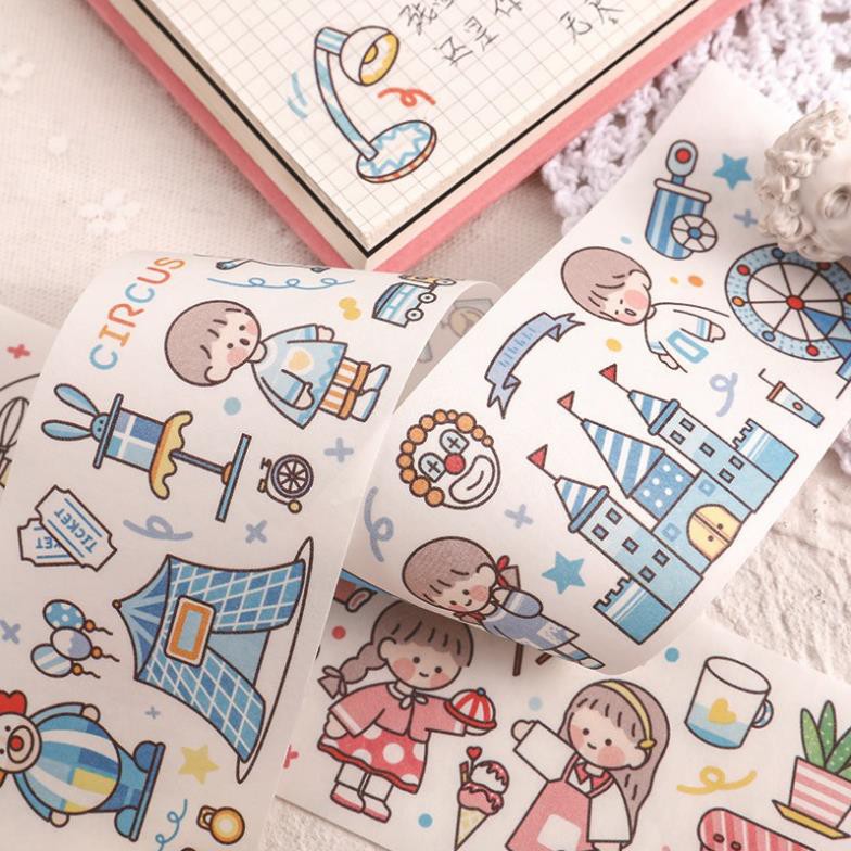 Hình dán sticker cô gái dải dài dán trang trí sổ sách nhật ký Bullet LUHO