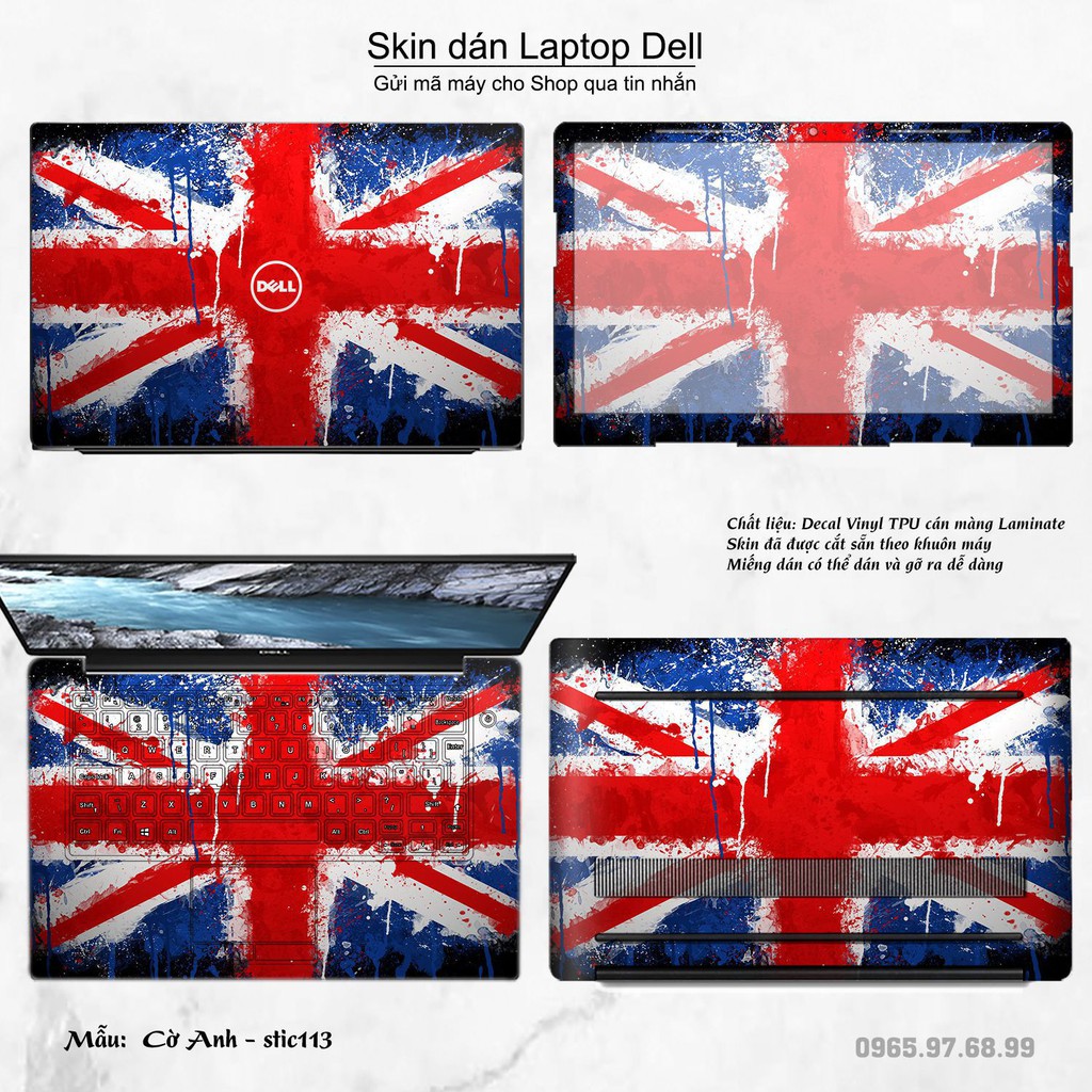 Skin dán Laptop Dell in hình cờ Anh (inbox mã máy cho Shop)