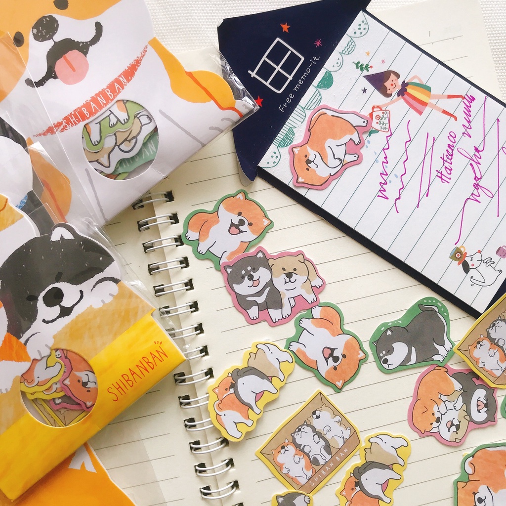 Sticker cute, hình dán chó shiba 30 miếng