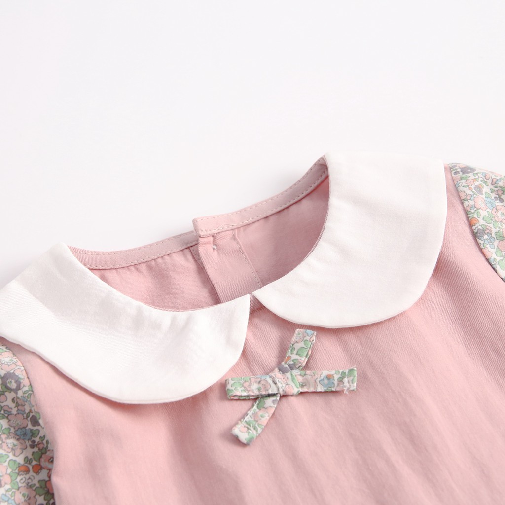 Bộ Áo Liền Quần Sanlutoz Bằng Chất Liệu Cotton Dài Tay In Họa Tiết Hoa Phong Cách Công Chúa Dành Cho Bé Gái