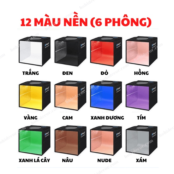 Hộp Chụp Sản Phẩm 40x40 CM, Box Chụp Ảnh Puluz Có Đèn Led, Xếp Gọn, Phụ Kiện Ánh Sáng - HoHi Decor