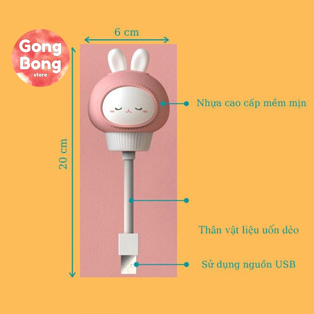 Đèn ngủ LED cắm điện USB hình thú dễ thương, đèn ngủ mini ánh sáng đẹp dịu nhẹ Gong Bong Store