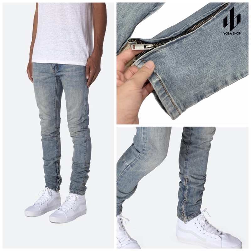QUẦN JEANS NAM SKINNY XANH XÁM TRƠN ZIPPER XỊN MỊN YOBASHOP (ẢNH CLIP THẬT 100%)