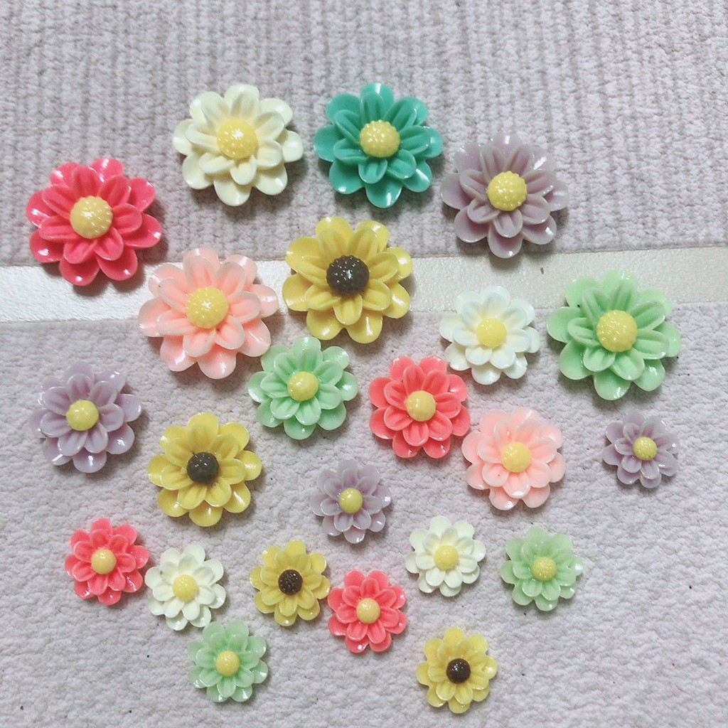 Set 10 bông Hoa cúc nhựa mẫu 2 làm đồ handmade