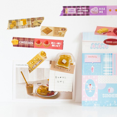 Washi Tape Chủ Đề Trà Sữa Và Công Nghệ Set 2 Cuộn Khổ 22mm