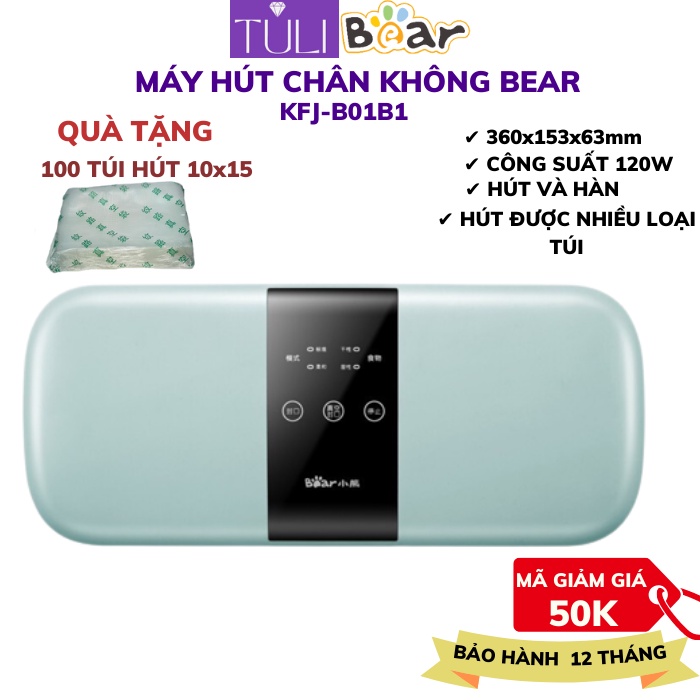 Máy hút chân không thực phẩm cầm tay mini Bear FKJ-B01B1 chính hãng, máy hút và hàn, TẶNG kèm túi hút, BH 12 tháng