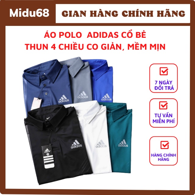 Áo Polo Nam Adidas Cá Sấu Cổ Bẻ Thun Cotton 4 Chiều Co giản Mềm Mịn Dày Dặn Shop Midu68 TT01