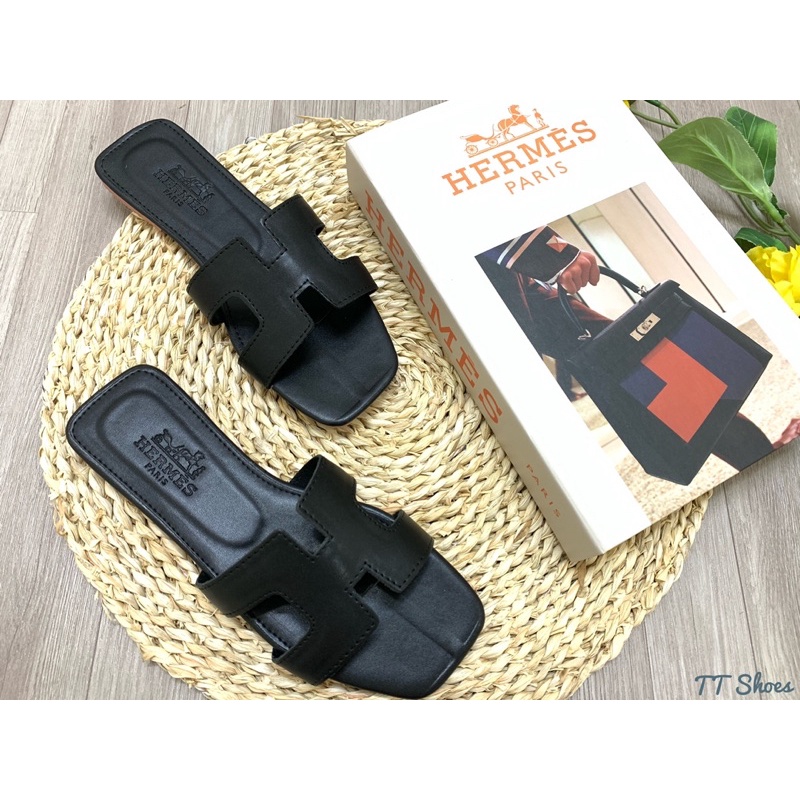 Dép xẹp chữ h si mờ TT Shoes933 mũi vuông sphoang05