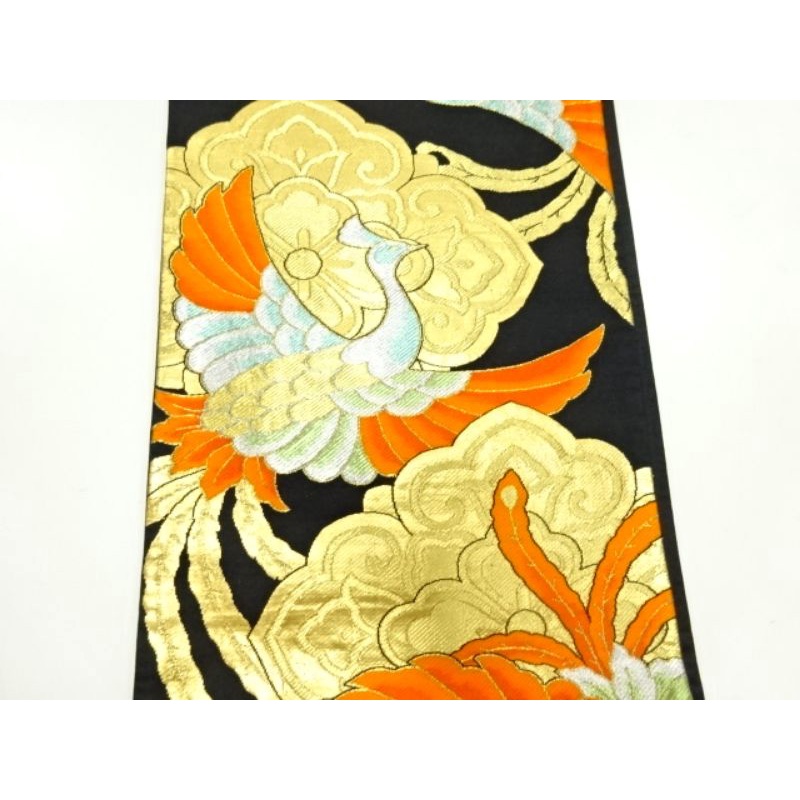 Trang phục truyền thống Nhật Bản/ Dây thắt lưng Fukuro Obi/Hoa hoa và phượng hoàng