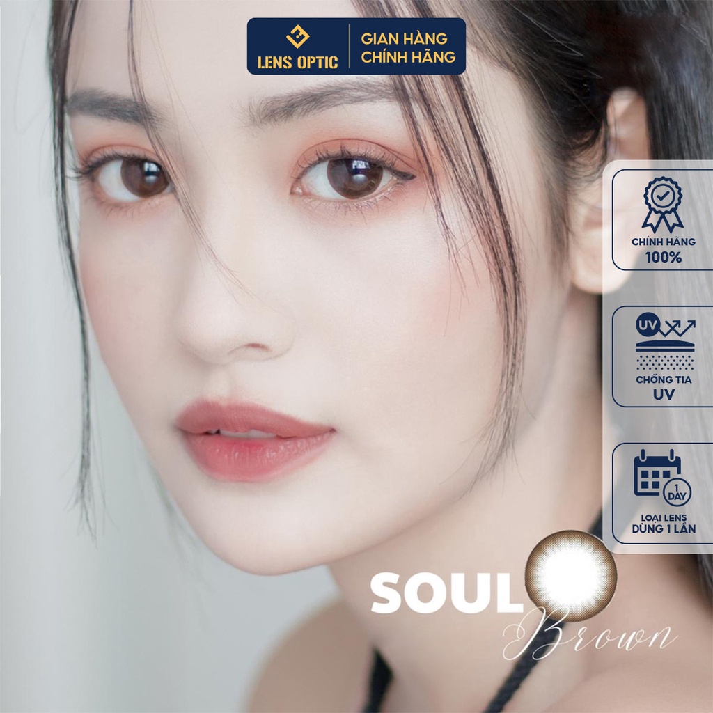 Kính áp tròng 1 ngày LENS OPTIC màu Soul Brown có độ cho mắt cận